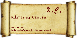 Kálnay Cintia névjegykártya